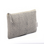 Necessaire piatto in cotone riciclato con tessuto a spina di pesce 530 g/m² color grigio seconda vista