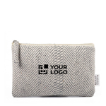 Necessaire piatto in cotone riciclato con tessuto a spina di pesce 530 g/m² color grigio vista area di stampa