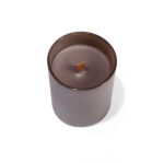 Candela profumata in ceramica opaca con stoppino in legno 140g color marrone quarta vista