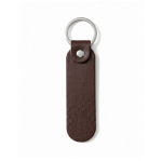 Portachiavi in pelle sintetica dal design allungato con scatola regalo color marrone prima vista
