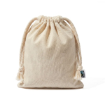 Piccolo sacchetto in cotone Fairtrade con finitura naturale 105 g/m² color naturale prima vista