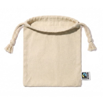 Piccolo sacchetto in cotone Fairtrade con finitura naturale 105 g/m² color naturale terza vista