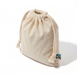 Piccolo sacchetto in cotone Fairtrade con finitura naturale 105 g/m² color naturale quarta vista
