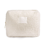 Beauty case in poliestere con finitura sherpa e chiusura zip 360 g/m² color naturale prima vista