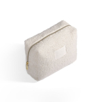 Beauty case in poliestere con finitura sherpa e chiusura zip 360 g/m² color naturale terza vista