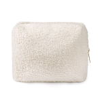 Beauty case in poliestere con finitura sherpa e chiusura zip 360 g/m² color naturale sesta vista