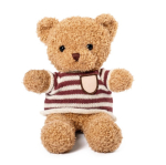 Orsetto di peluche in poliestere con maglione in maglia personalizzabile color naturale prima vista