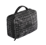 Beauty case in poliestere effetto tweed con apertura totale 270 g/m² color nero terza vista
