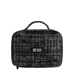 Beauty case in poliestere effetto tweed con apertura totale 270 g/m² color nero vista area di stampa