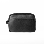 Necessaire in PU con zip e doppia tasca interna 200 g/m² color nero prima vista