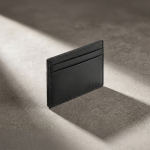 Portacarte slim in pelle sintetica con 3 scomparti indipendenti color nero quinta vista