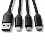 Cavo multi-ricarica 4 in 1 con connessioni multiple e moschettone 10W color nero vista dettaglio 5