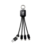 Cavo multi-ricarica 4 in 1 con connessioni multiple e moschettone 10W color nero vista area di stampa