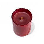 Candela profumata in ceramica lucida con stoppino in legno 350g color rosso vista dettaglio 5