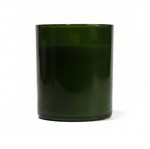 Candela profumata in ceramica lucida con stoppino in legno 350g color verde prima vista