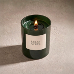 Candela profumata in ceramica lucida con stoppino in legno 350g color verde quarta vista