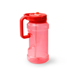 Borraccia sportiva in plastica con cannuccia pieghevole e manico 1.5L color rosso prima vista d'uso