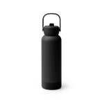 Borraccia in acciaio inox riciclato a doppia parete con manico e cannuccia 730ml color nero seconda vista