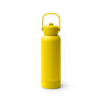 Borraccia in acciaio inox riciclato a doppia parete con manico e cannuccia 730ml color giallo seconda vista