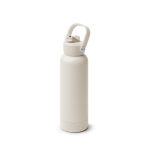 Borraccia in acciaio inox riciclato a doppia parete con manico e cannuccia 730ml color beige prima vista d'uso