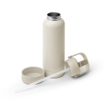 Borraccia in acciaio inox riciclato a doppia parete con manico e cannuccia 730ml color beige quarta vista