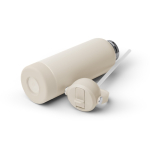 Borraccia in acciaio inox riciclato a doppia parete con manico e cannuccia 730ml color beige vista dettaglio 2