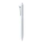 Penna con clip a pinza abbinata, plastica opaca e inchiostro blu color bianco seconda vista