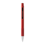 Penna in alluminio riciclato con finitura opaca e inchiostro blu color rosso quarta vista