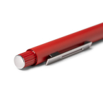 Penna in alluminio riciclato con finitura opaca e inchiostro blu color rosso vista dettaglio 2