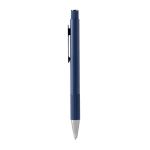 Penna in alluminio riciclato con finitura opaca e inchiostro blu color blu reale seconda vista