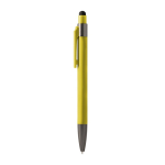 Penna a sfera in alluminio con puntatore touch e inchiostro blu color giallo seconda vista