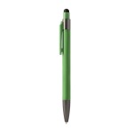 Penna a sfera in alluminio con puntatore touch e inchiostro blu color verde seconda vista