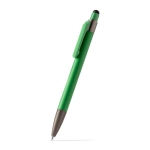 Penna a sfera in alluminio con puntatore touch e inchiostro blu color verde prima vista d'uso