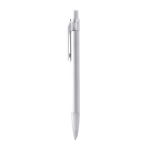 Penna a sfera in alluminio con dettagli traslucidi e inchiostro blu color bianco seconda vista