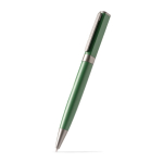 Penna a sfera girevole in alluminio riciclato con refill jumbo a inchiostro blu color verde scuro prima vista d'uso