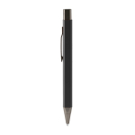 Penna a scatto in alluminio riciclato con finitura gommata e inchiostro blu color nero seconda vista