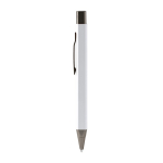 Penna a scatto in alluminio riciclato con finitura gommata e inchiostro blu color bianco seconda vista