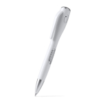 Penna in plastica con torcia LED, meccanismo a pulsante e inchiostro blu color bianco prima vista d'uso