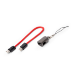 Portachiavi con cavo di ricarica e trasferimento dati, connessione tipo C 60W color rosso vista dettaglio 3