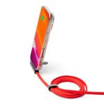 Cavo caricatore tipo C pieghevole con supporto per cellulare 60W color rosso vista dettaglio 2