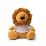 Peluche a forma di animale seduto con maglietta bianca personalizzabile color marrone seconda vista