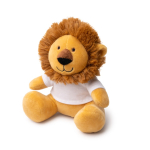 Peluche a forma di animale seduto con maglietta bianca personalizzabile color marrone prima vista d'uso
