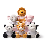 Peluche a forma di animale seduto con maglietta bianca personalizzabile color marrone vista dettaglio 2
