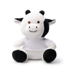 Peluche a forma di animale seduto con maglietta bianca personalizzabile color bianco seconda vista
