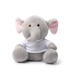 Peluche a forma di animale seduto con maglietta bianca personalizzabile color grigio seconda vista