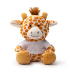 Peluche a forma di animale seduto con maglietta bianca personalizzabile color marrone aranciato seconda vista