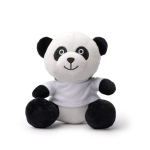 Peluche a forma di animale seduto con maglietta bianca personalizzabile color bianco/nero seconda vista