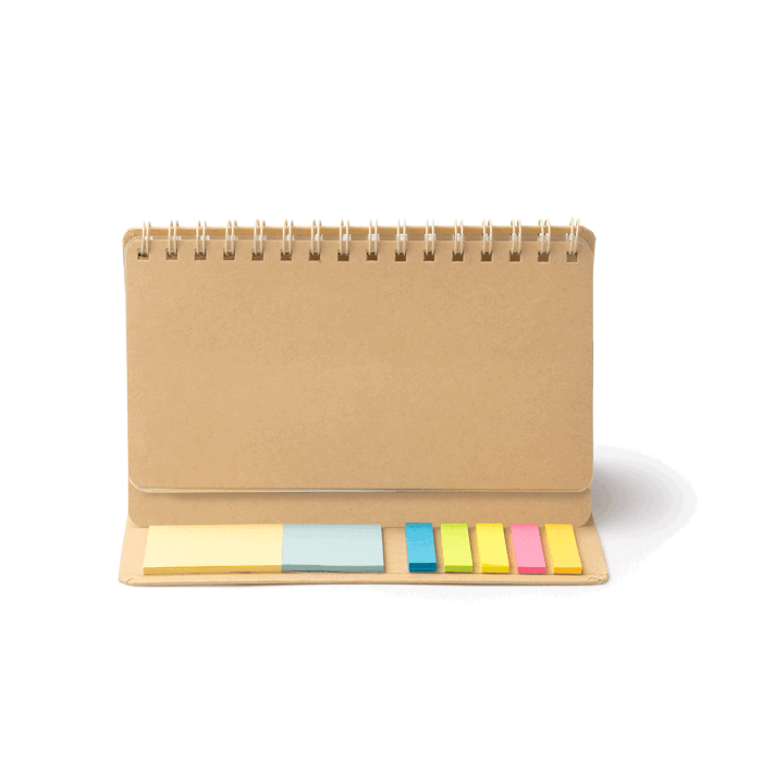 Taccuino planner in cartone riciclato con copertina rigida e anelli color naturale