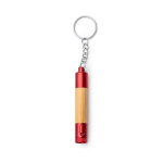 Penna in bambù con torcia LED, dettagli metallizzati e inchiostro blu color rosso seconda vista