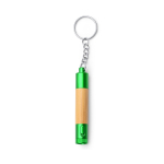 Penna in bambù con torcia LED, dettagli metallizzati e inchiostro blu color verde seconda vista